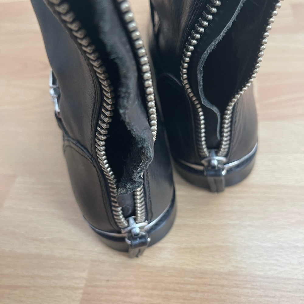 Coach Black Leather Over the Knee Boots with Silver Zipper - Picture 6 of 9